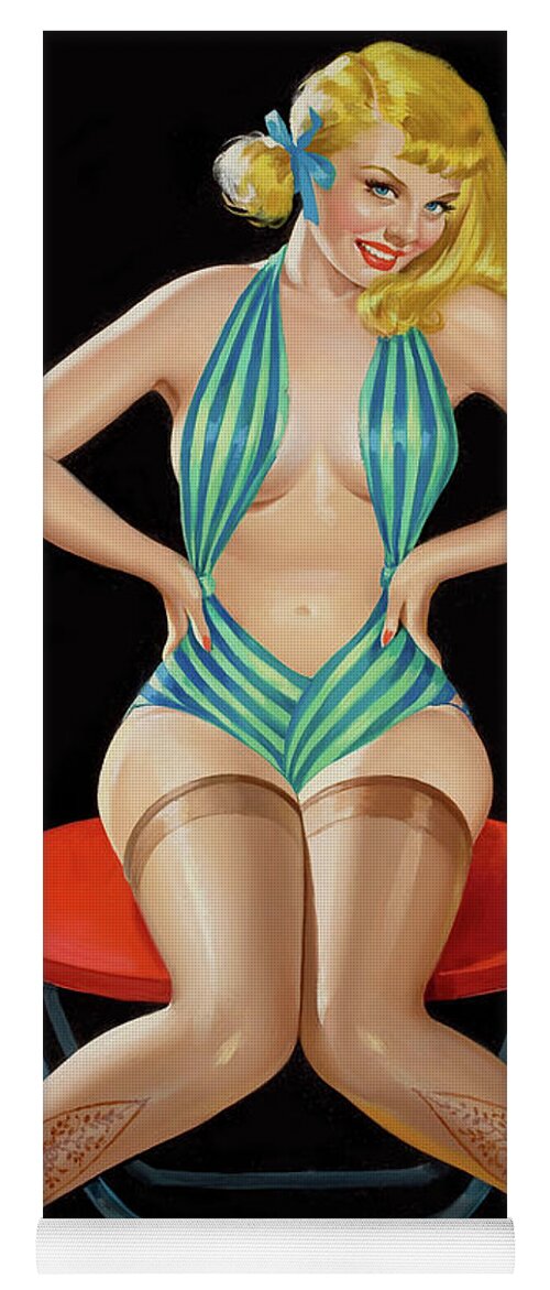 Pin-up Yoga Mat featuring the painting Bashful Stripper by Peter Driben