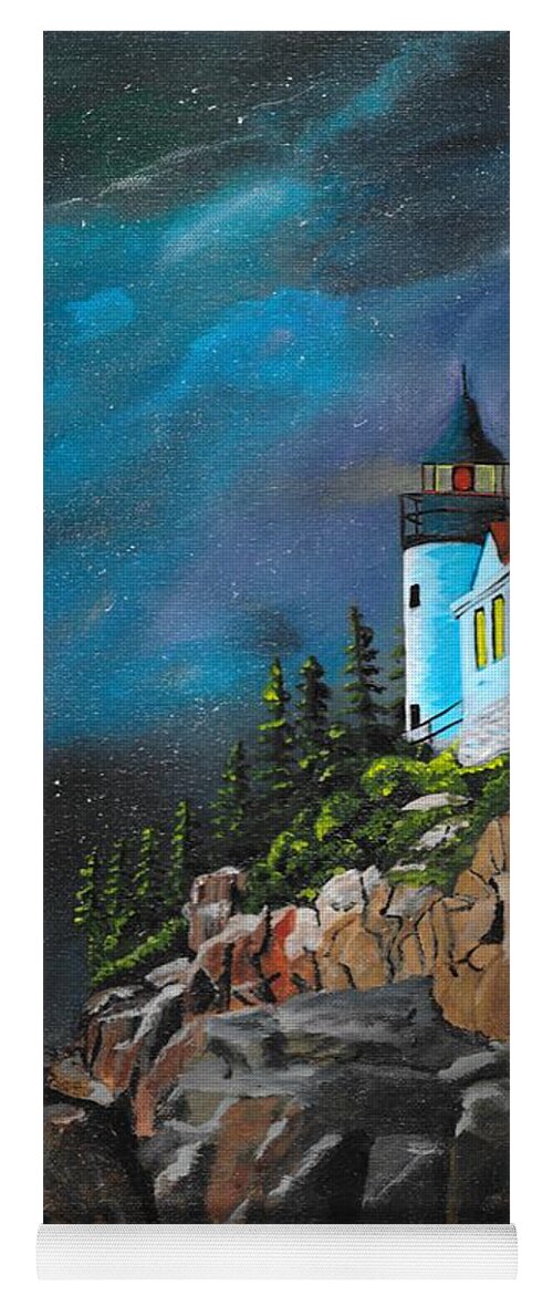 Light House Yoga Mat featuring the painting Bass Harbour by David Bigelow