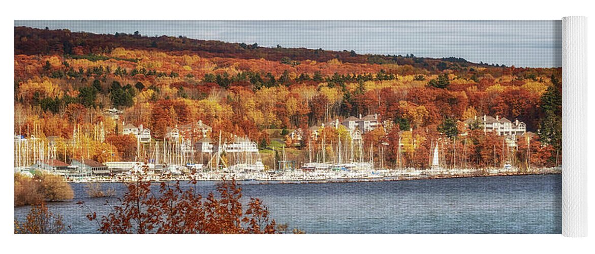 Autumn Yoga Mat featuring the photograph Bayfield in Autumn by Susan Rissi Tregoning