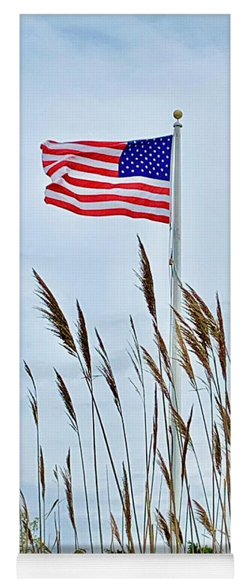 American Flag Yoga Mat featuring the photograph Beach Stars and Stripes  by CAC Graphics