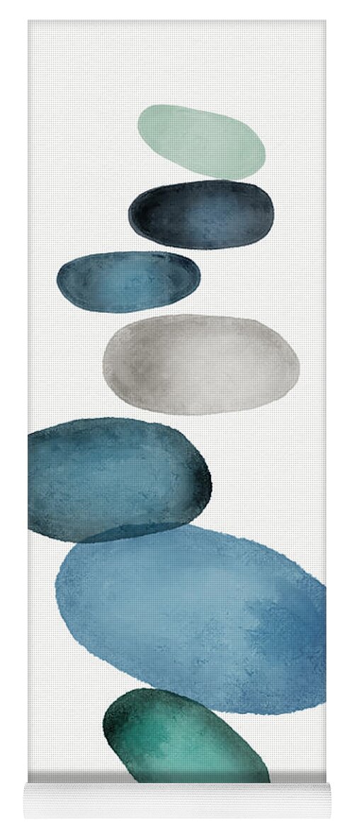 Modern Yoga Mat featuring the painting Beach Stones 1- Art by Linda Woods by Linda Woods