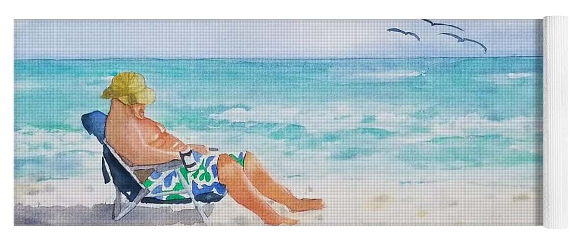 Beach Yoga Mat featuring the painting Beach time by Ann Frederick