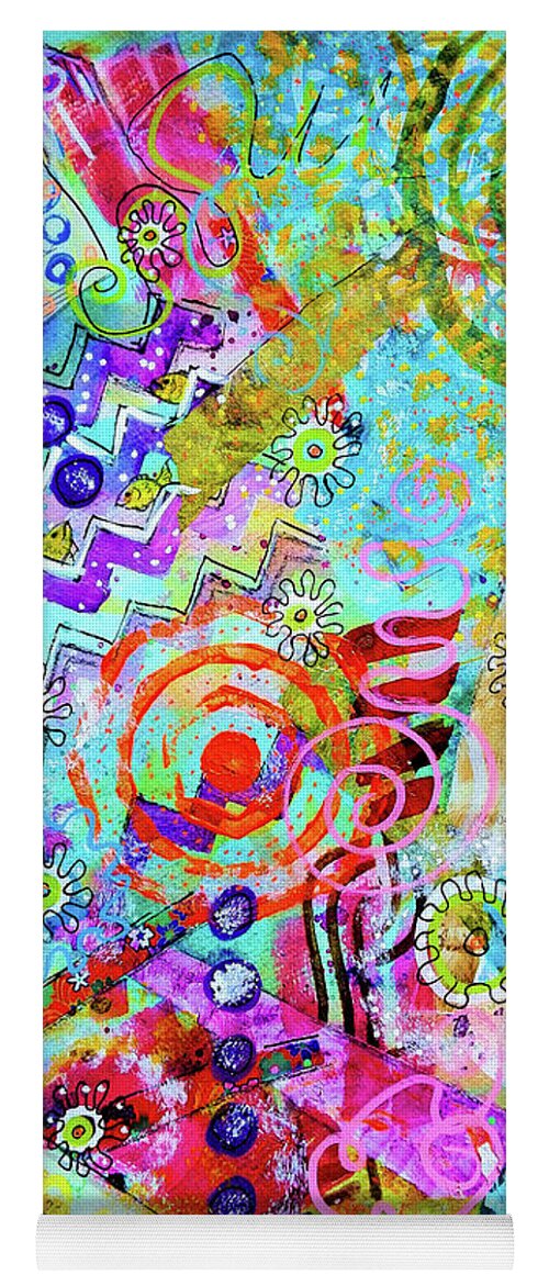 Summer Yoga Mat featuring the mixed media BeachParty by Mimulux Patricia No