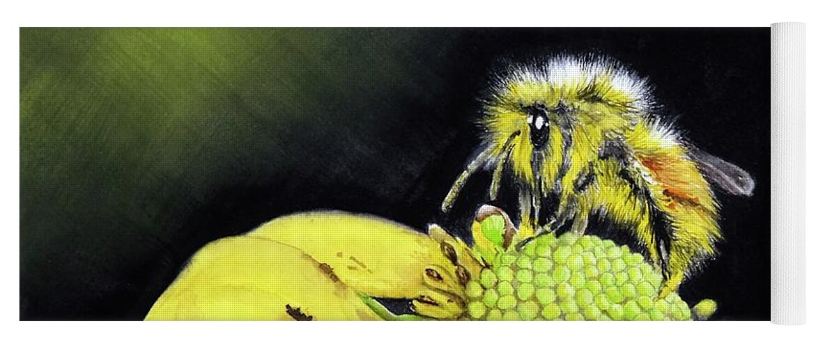 Bee Yoga Mat featuring the painting Bee yellow by Jeanette Ferguson