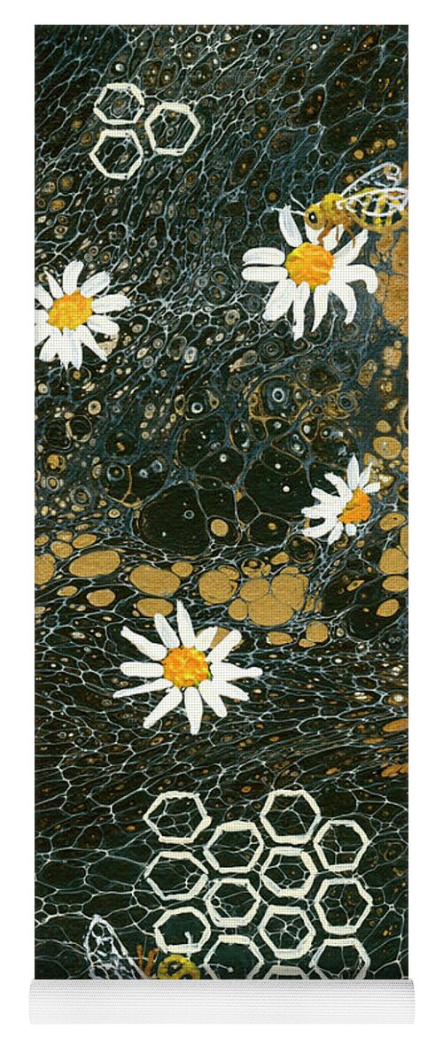 Bees Yoga Mat featuring the painting Bees And Daisys by Darice Machel McGuire