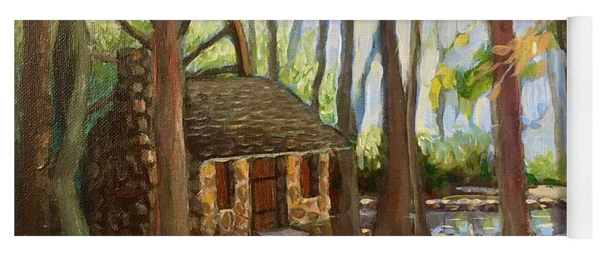 Landscape Yoga Mat featuring the painting Berry College Mill by Gretchen Allen