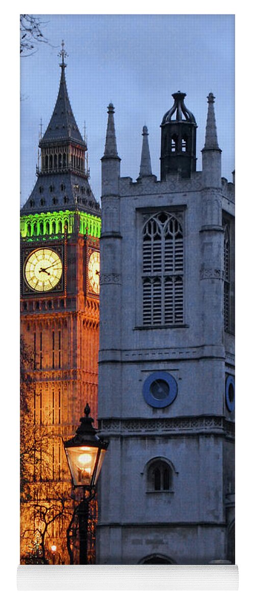 Big Ben Yoga Mat featuring the photograph Big Ben and St Margarets Church at Twilight 0900bb by Jack Schultz