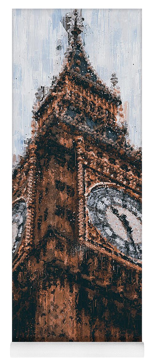 Big Ben Yoga Mat featuring the painting Big Ben of London - 01 by AM FineArtPrints