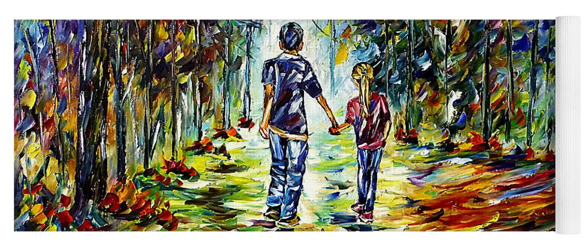 Children In The Nature Yoga Mat featuring the painting Big Brother by Mirek Kuzniar