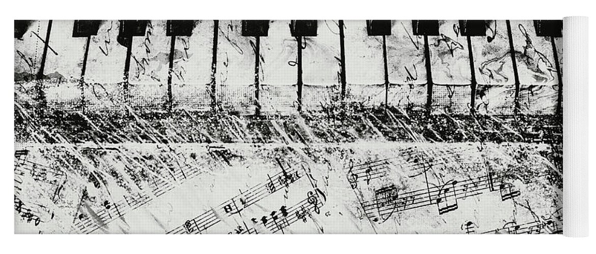 Piano Yoga Mat featuring the painting Black and White Piano Keys by Dan Meneely