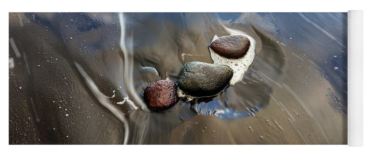 Chris Johnson Yoga Mat featuring the photograph Black Sand Reflection by Christopher Johnson