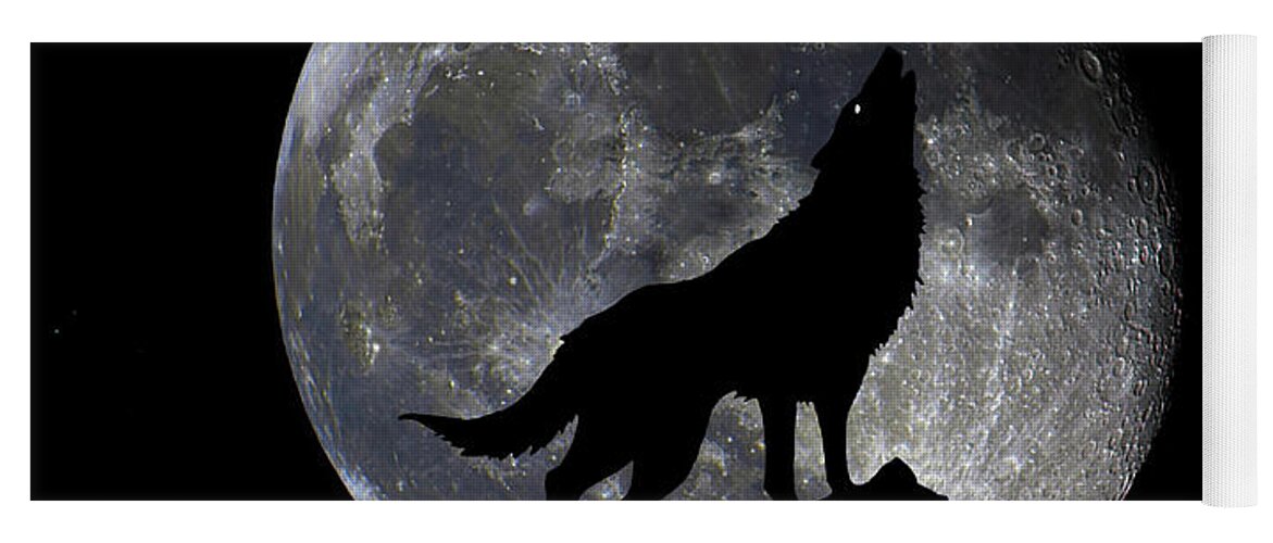 Bloodred Wolf Moon Yoga Mat featuring the photograph Pre Blood Red Wolf Supermoon Eclipse 873q by Ricardos Creations