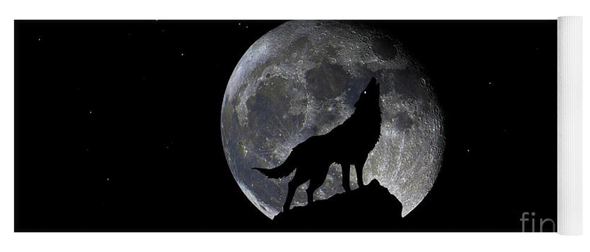 Bloodred Wolf Moon Yoga Mat featuring the photograph Pre Blood Red Wolf Supermoon Eclipse 873r by Ricardos Creations