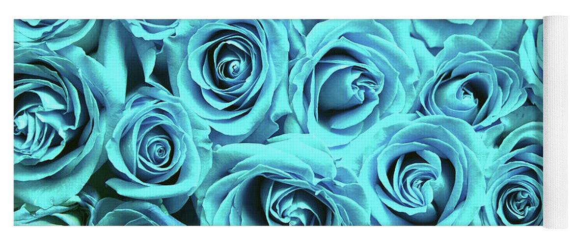 Cute Yoga Mat featuring the photograph Blue roses by Top Wallpapers