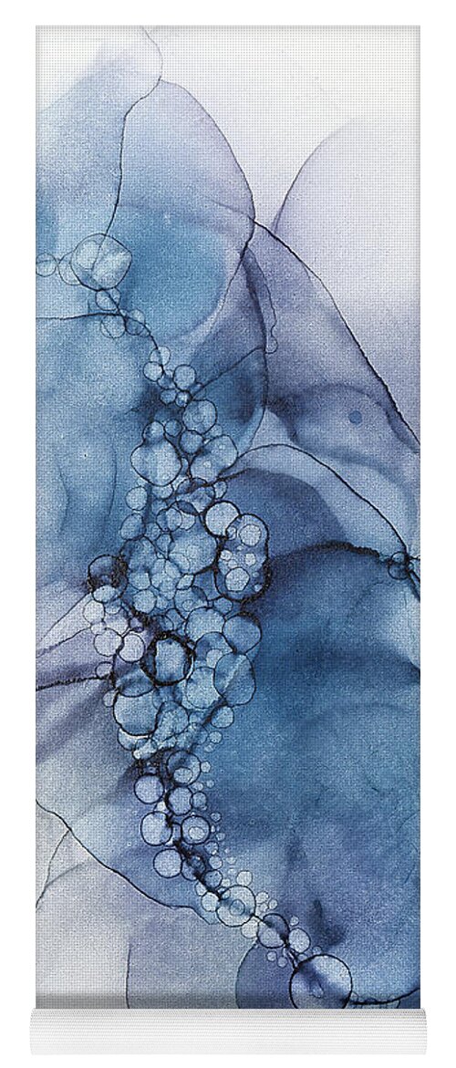 Blue Petal Dots Whispy Abstract Painting Yoga Mat featuring the painting Blue Whispy 2 Abstract Painting by Alissa Beth Photography