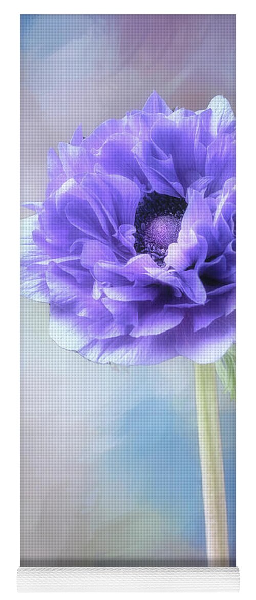 Summer Yoga Mat featuring the photograph Blue windflower by Usha Peddamatham