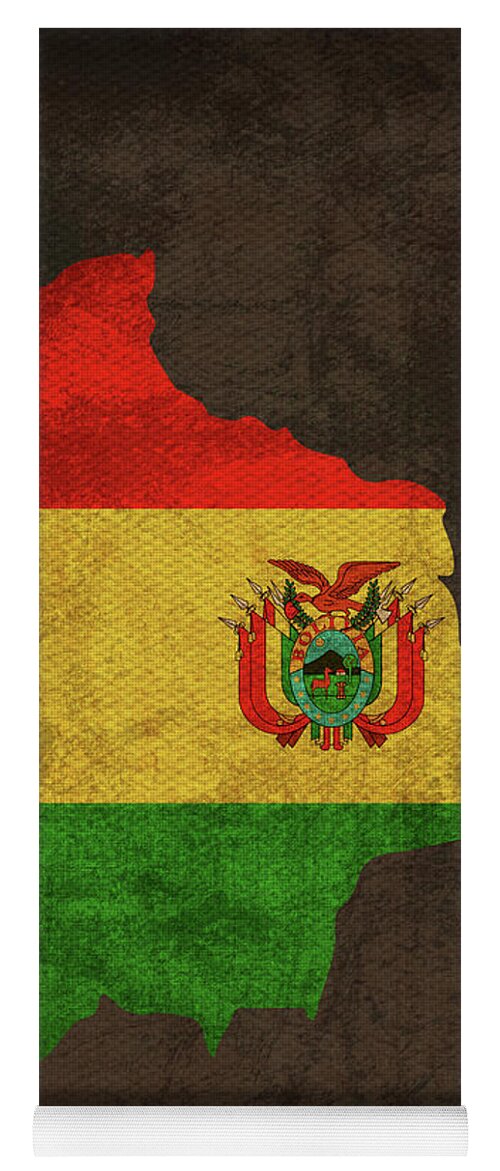 Bolivia Yoga Mat featuring the mixed media Bolivia Country Flag Map by Design Turnpike