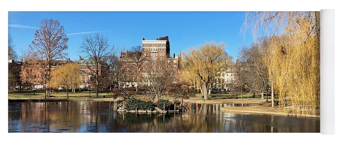 Boston Yoga Mat featuring the photograph Boston Common in Winter by Anne Sands