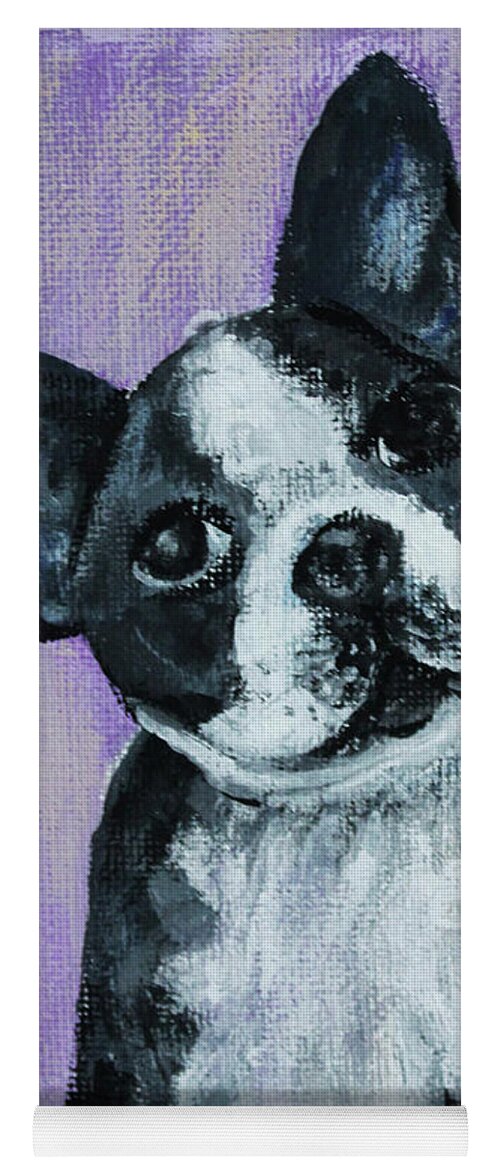Animal Yoga Mat featuring the painting Boston Terrier by Lyric Lucas