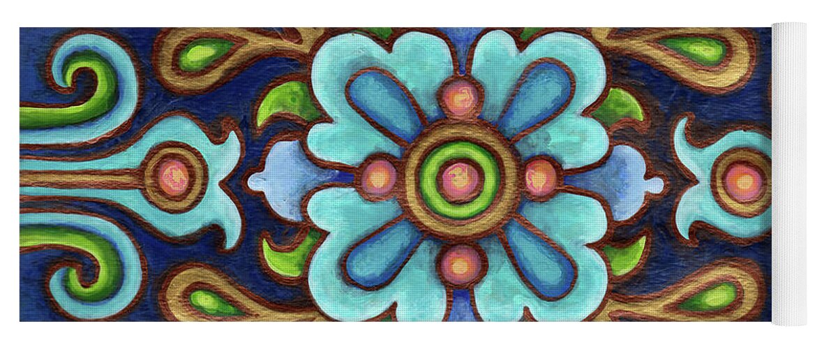 Ornamental Yoga Mat featuring the painting Botanical Mandala 9 by Amy E Fraser