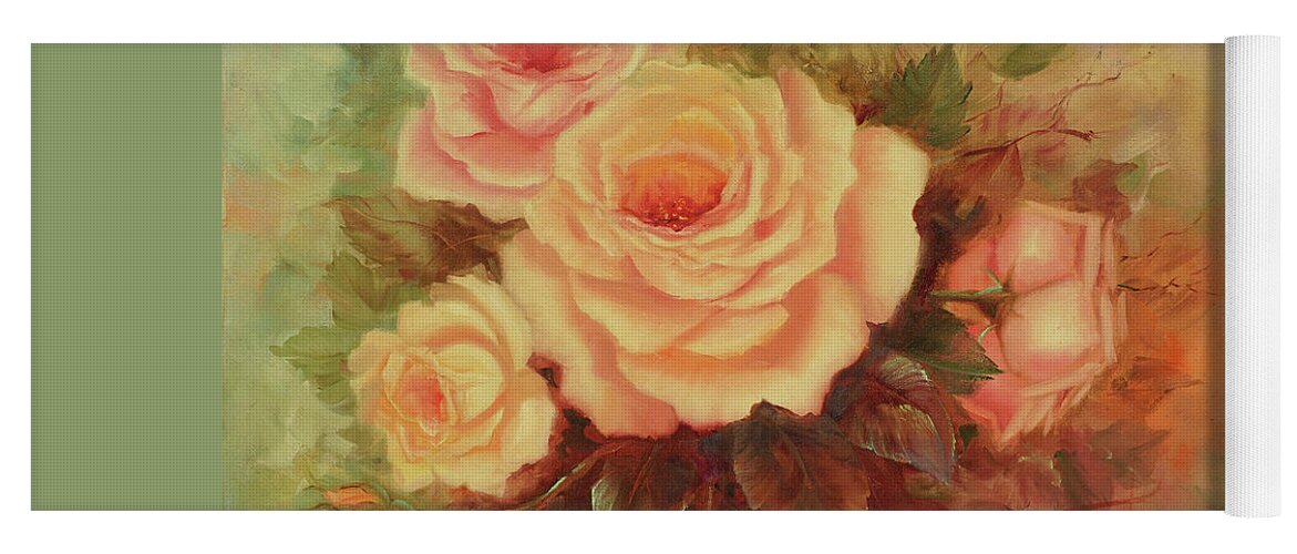 Roses Yoga Mat featuring the painting Cluster of Soft Pink Roses. by Lynne Pittard