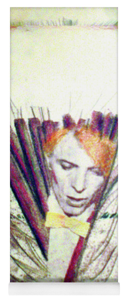 David Bowie Yoga Mat featuring the drawing Bowie by Albert Puskaric