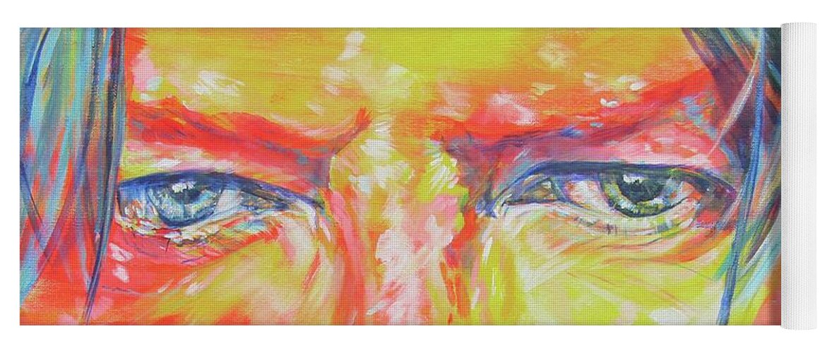 David Bowie Yoga Mat featuring the painting Bowie's Eyes by Karin McCombe Jones
