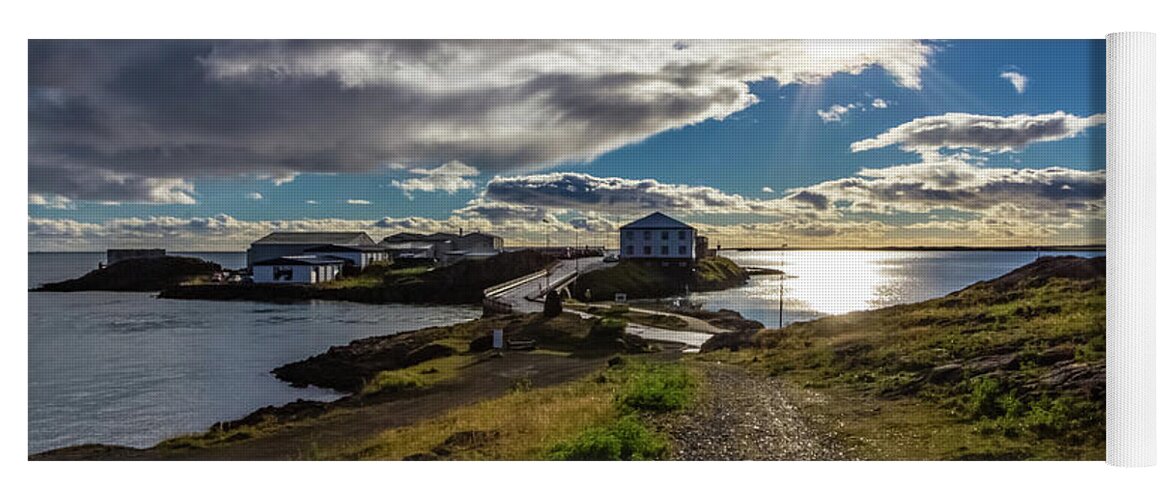 Island Yoga Mat featuring the photograph Brakarey island, Borgarnes, Iceland by Lyl Dil Creations