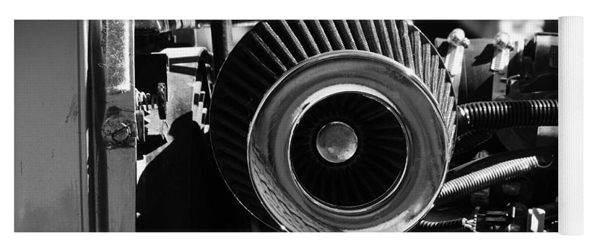 Hot Rod Abstract In Black And White Yoga Mat featuring the photograph Hot Rod Abstract in Black and White by Bill Tomsa
