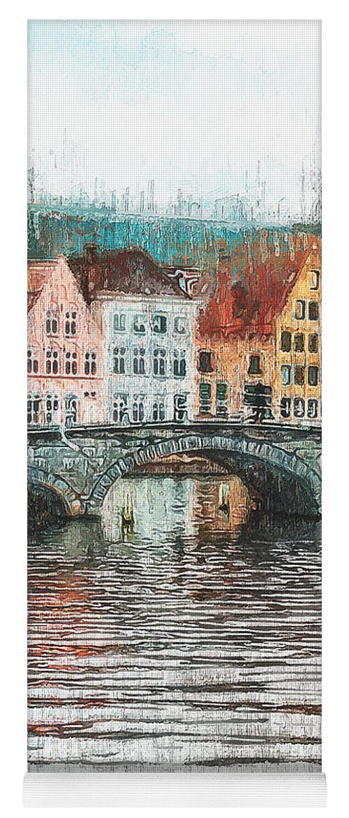 Belgium Yoga Mat featuring the painting Bruges, Belgium - 02 by AM FineArtPrints