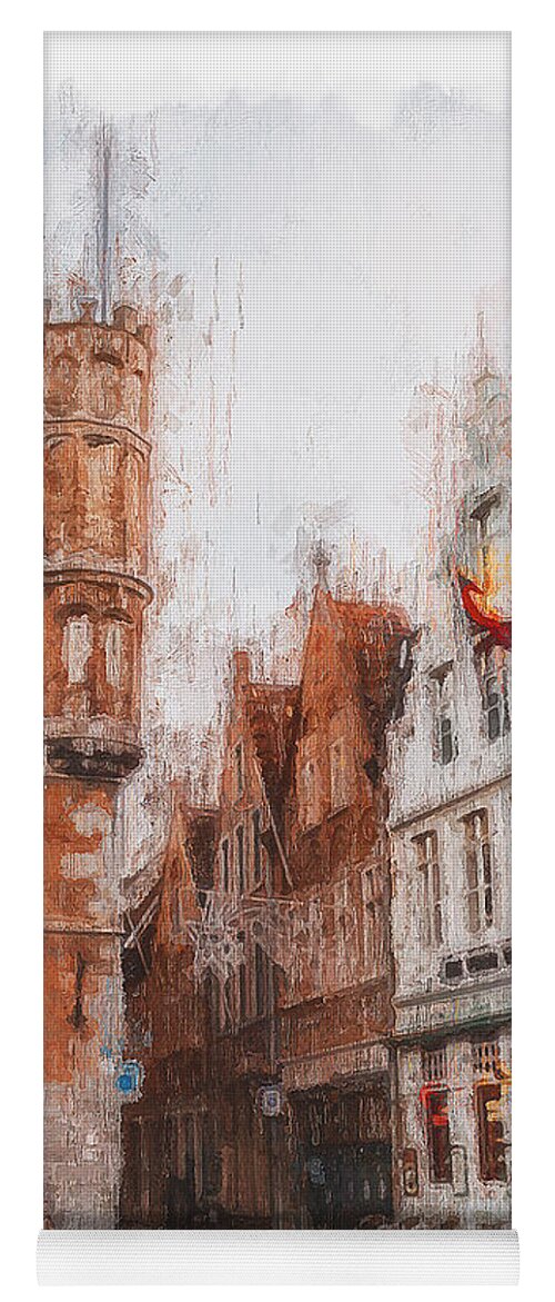 Belgium Yoga Mat featuring the painting Bruges, Belgium - 03 by AM FineArtPrints