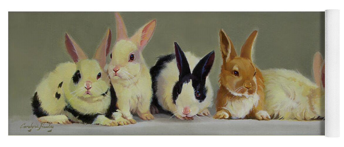 Farm Animals Yoga Mat featuring the painting Bunny Babies by Carolyne Hawley