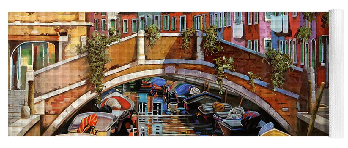 Burano Yoga Mat featuring the painting Burano e i colori by Guido Borelli