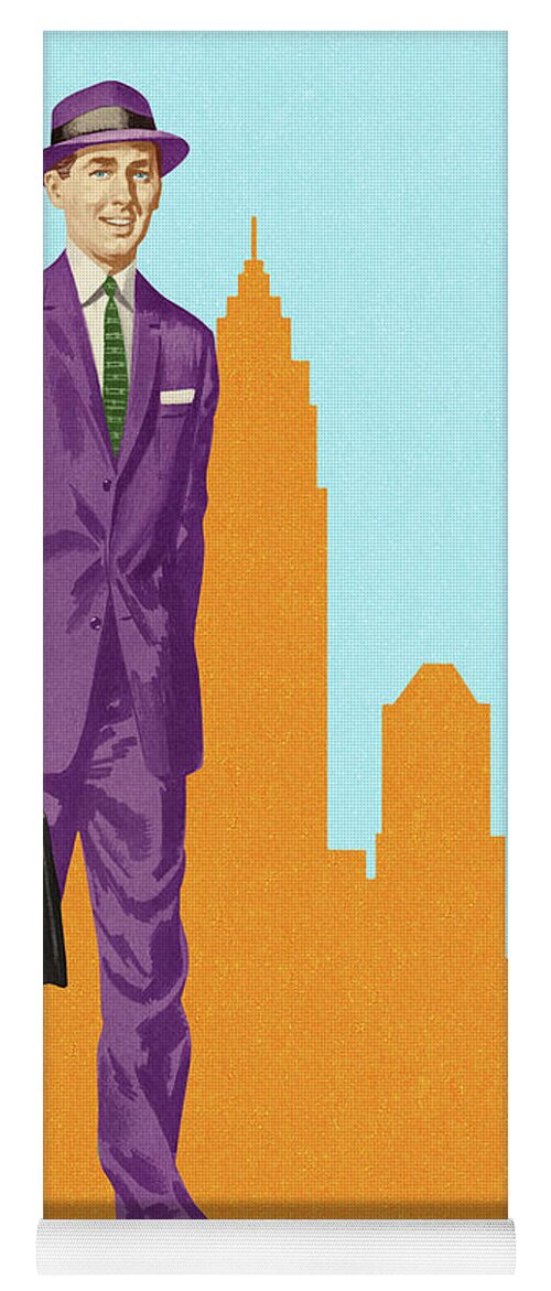Adult Yoga Mat featuring the drawing Businessman Walking in the City by CSA Images