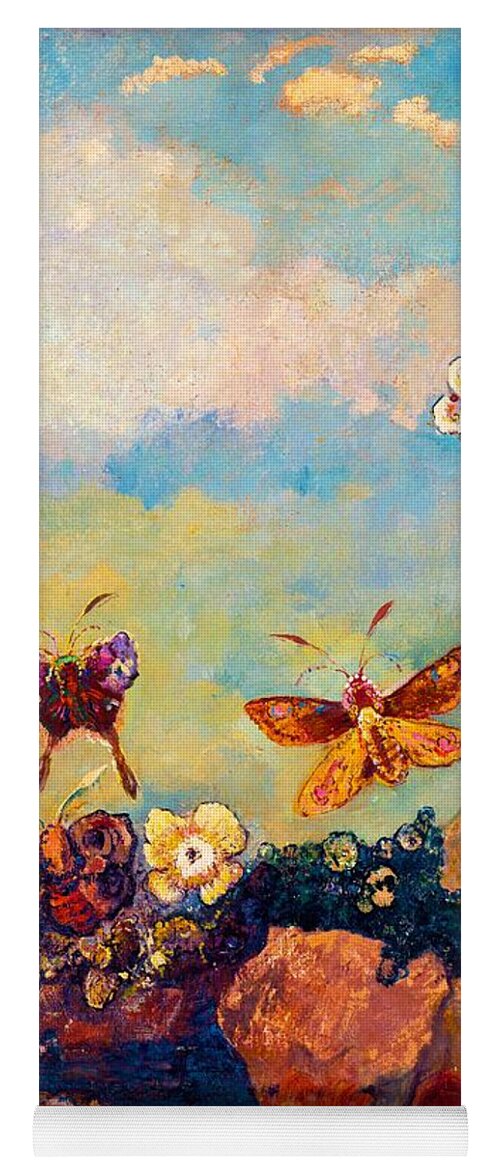 Odilon Redon Yoga Mat featuring the painting Butterflies - Digital Remastered Edition by Odilon Redon