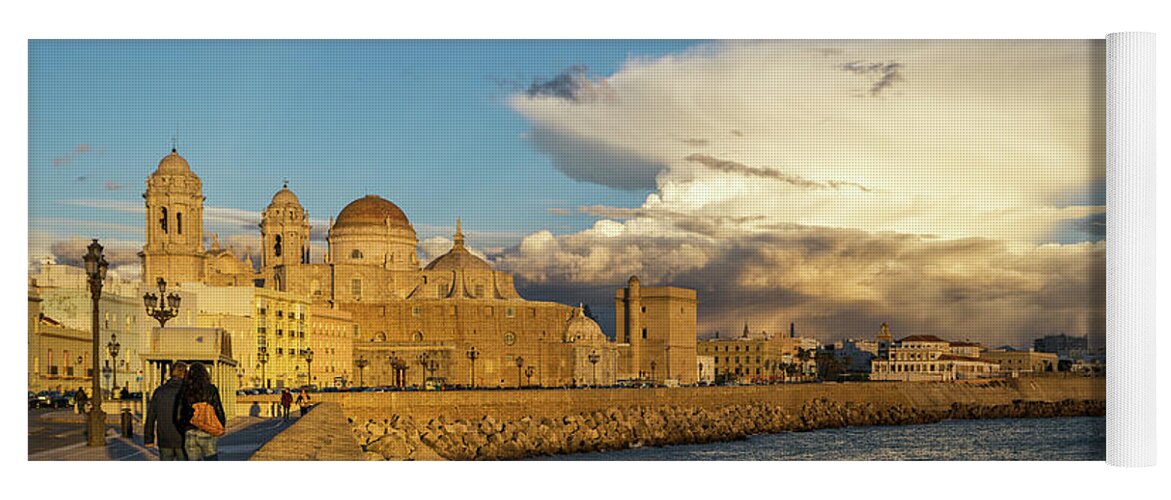 Outdoor Yoga Mat featuring the photograph Cadiz Skyline and Cathedral Under Cumulonimbus by Pablo Avanzini