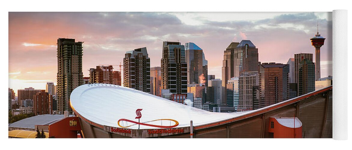 Calgary Yoga Mat featuring the photograph Calgary Saddledome at sunset, Canada by Matteo Colombo
