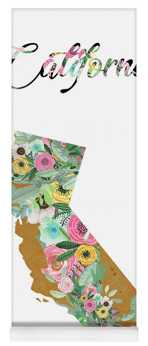 California Collage Yoga Mat featuring the mixed media California by Claudia Schoen