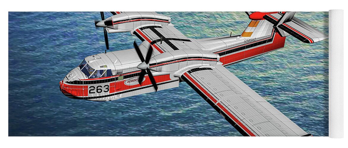 Canadair Fire Bomber Cl415 Yoga Mat featuring the digital art Canadair Fire Bomber Cl415 - Oil by Tommy Anderson