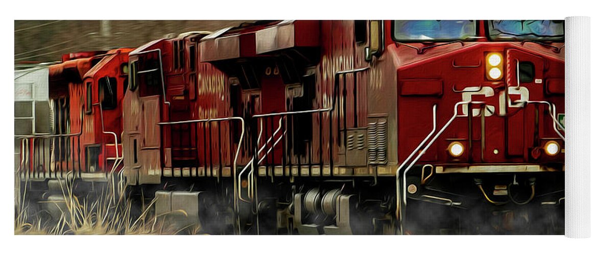 Train Yoga Mat featuring the digital art Canadian Pacific Train Painting by Sandra J's