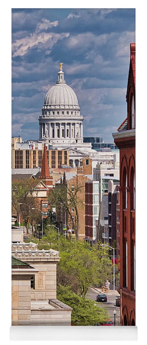 Madison Yoga Mat featuring the photograph Capitol from UW - Madison - Wisconsin by Steven Ralser