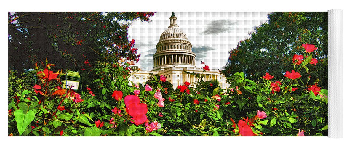 Capitol Yoga Mat featuring the photograph Capitol West Summer - Impression by Steve Ember