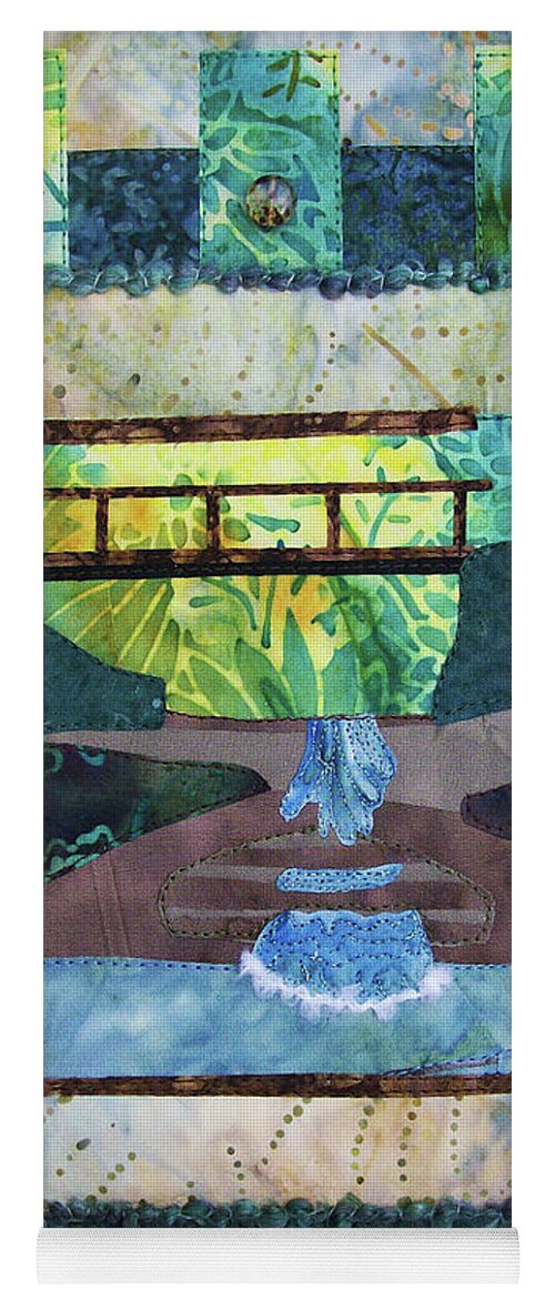 Art Quilt Yoga Mat featuring the tapestry - textile Cascades by Pam Geisel