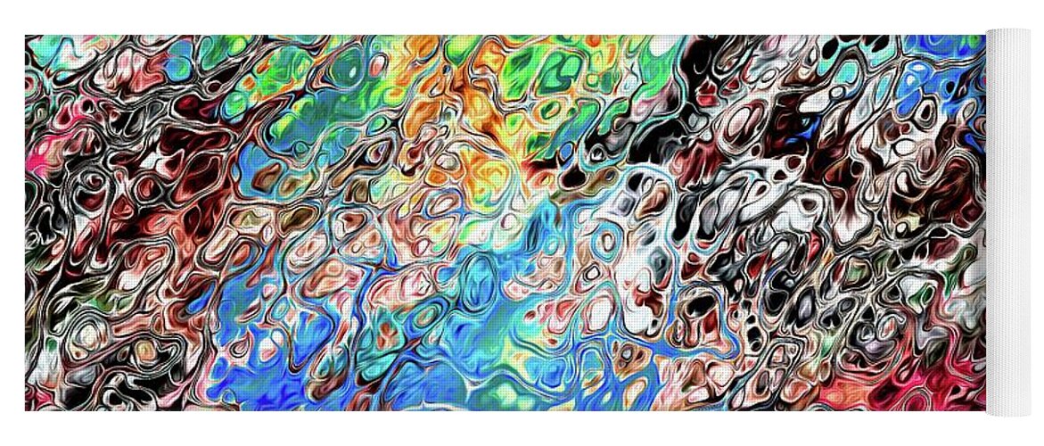 Chaos Yoga Mat featuring the digital art Chaos Abstraction Bright by Don Northup
