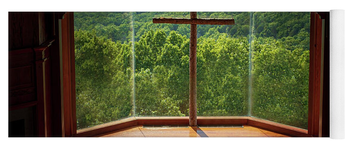 Chapel Yoga Mat featuring the photograph Chapel Interior Top of the Rock by Allin Sorenson