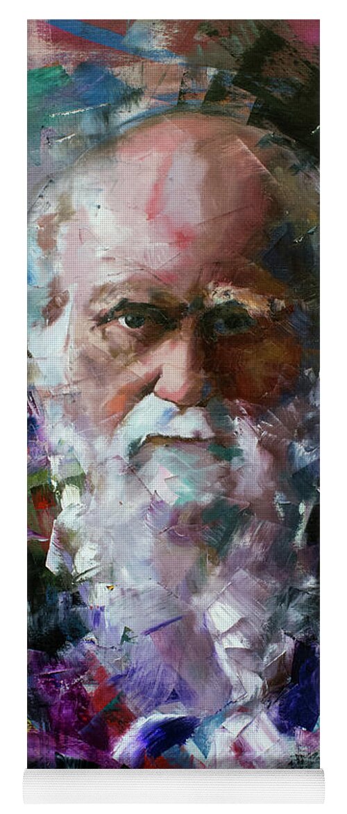 Charles Darwin Yoga Mat featuring the painting Charles Darwin by Richard Day