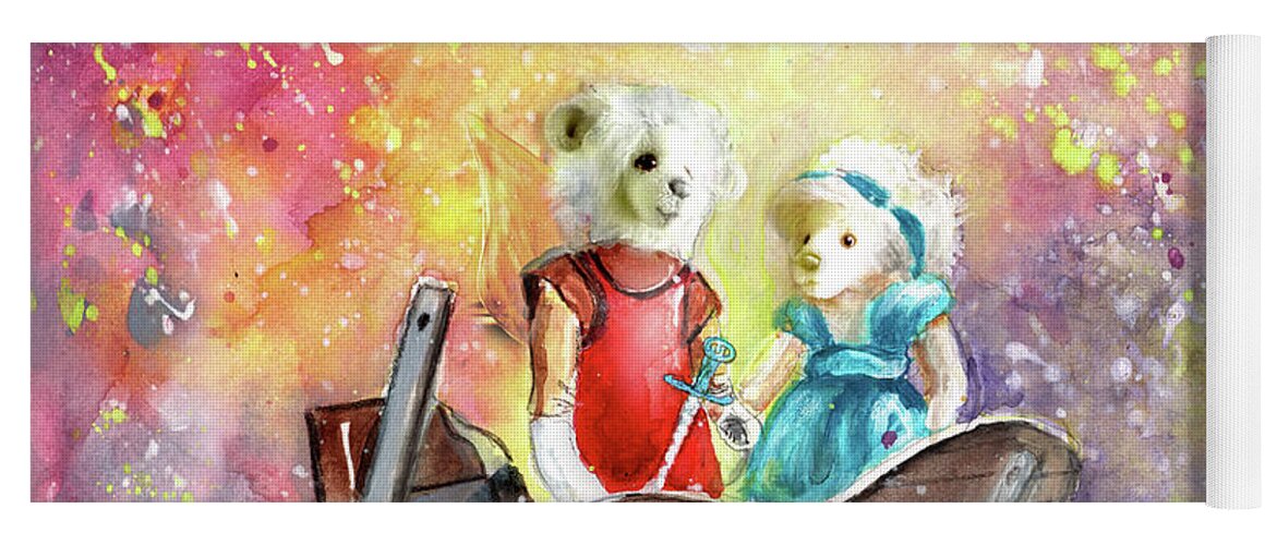 Teddy Yoga Mat featuring the painting Charlie Bears King Of The Fairies And Thumbelina by Miki De Goodaboom