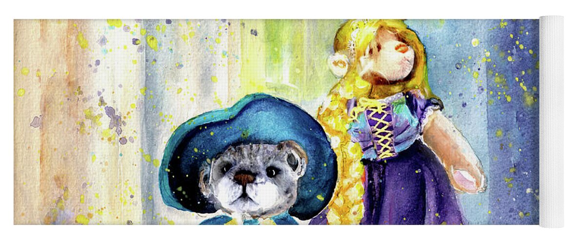 Teddy Yoga Mat featuring the painting Charlie Bears Faux Pas And Princess by Miki De Goodaboom