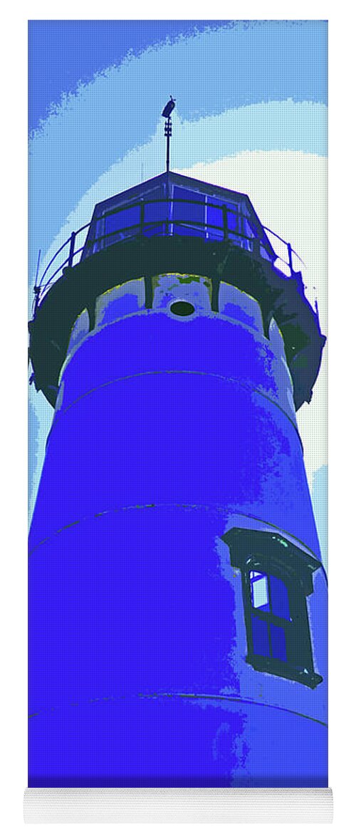 Abstract Yoga Mat featuring the painting Chatham Lighthouse Blue Abstract 300 by Sharon Williams Eng