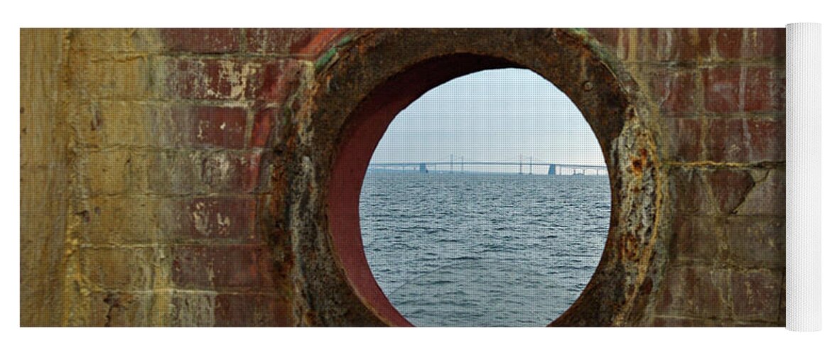 Annapolis Yoga Mat featuring the photograph Chesapeake Bay Bridge from Baltimore Light by Mark Duehmig